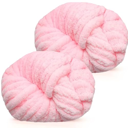 Coopay Dicke Wolle zum Häkeln, 2x240g Weiches Armstricken Wolle zum Handstricken, Soft Chunky Wolle zum Stricken, Sperrige Armstricken Wolle, xxl Wolle für Decken, Kissen, Haustier Nest - Hellpink Coopay Dicke Wolle zum Häkeln, 2x240g Weiches Armstricken Wolle zum Handstricken, Soft Chunky Wolle zum Stricken, Sperrige Armstricken Wolle, xxl Wolle für Decken, Kissen, Haustier Nest - Hellpink von Coopay