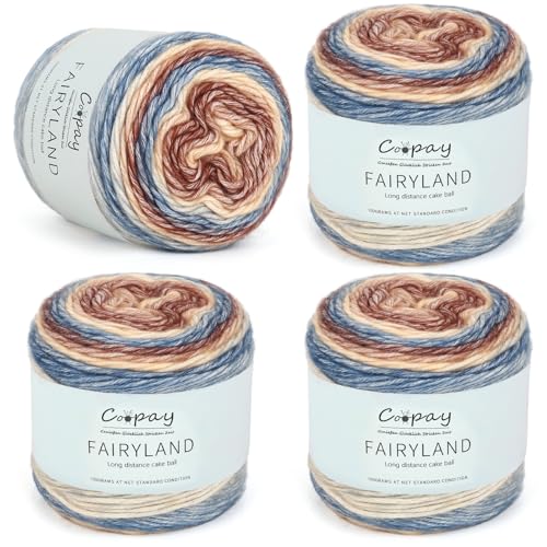 Coopay Farbverlaufsgarn, 4x100g Farbverlaufs Wolle zum Häkeln, Mehrfarbiges Gradient Häkelgarn, Schön Farbverlaufswolle Super Weich Häkelgarn, Wolle zum Stricken Elegante Pullover Hüte, Schal - Khaki von Coopay