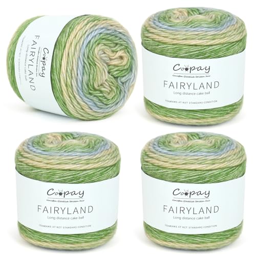 Coopay Farbverlaufsgarn, 4x100g Farbverlaufs Wolle zum Häkeln, Mehrfarbiges Gradient Häkelgarn, Schön Farbverlaufswolle Super Weich Häkelgarn, Wolle zum Stricken Elegante Pullover Hüte, Schal - Grün Coopay Farbverlaufsgarn, 4x100g Farbverlaufs Wolle zum Häkeln, Mehrfarbiges Gradient Häkelgarn, Schön Farbverlaufswolle Super Weich Häkelgarn, Wolle zum Stricken Elegante Pullover Hüte, Schal - Grün von Coopay