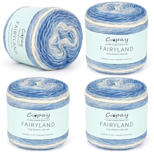 Coopay Farbverlaufsgarn, 4x100g Farbverlaufs Wolle zum Häkeln, Mehrfarbiges Gradient Häkelgarn, Schön Farbverlaufswolle Super Weich Häkelgarn, Wolle zum Stricken Elegante Pullover Hüte - Blau Gelb Coopay Farbverlaufsgarn, 4x100g Farbverlaufs Wolle zum Häkeln, Mehrfarbiges Gradient Häkelgarn, Schön Farbverlaufswolle Super Weich Häkelgarn, Wolle zum Stricken Elegante Pullover Hüte - Blau Gelb von Coopay