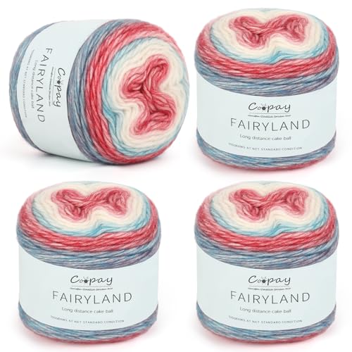 Coopay Farbverlaufsgarn, 4x100g Farbverlaufs Wolle zum Häkeln, Mehrfarbiges Gradient Häkelgarn, Schön Farbverlaufswolle Super Weich Häkelgarn, Wolle zum Stricken Elegante Pullover Hüte - Rot Blau Coopay Farbverlaufsgarn, 4x100g Farbverlaufs Wolle zum Häkeln, Mehrfarbiges Gradient Häkelgarn, Schön Farbverlaufswolle Super Weich Häkelgarn, Wolle zum Stricken Elegante Pullover Hüte - Rot Blau von Coopay