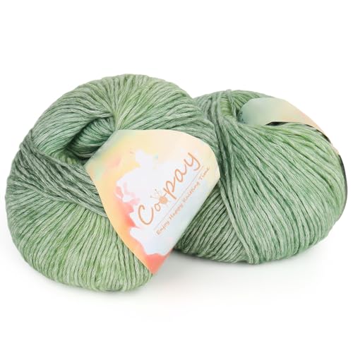 Coopay Garn zum Häkeln Stricken, Farbverlaufskuchengarne, 2 × 100 g – 220 Yds – 50% Baumwolle 50% Acryl, Ombré-Garne, Häkelgarn für Decken, Schals, Schals (103 Lotusgrün) von Coopay