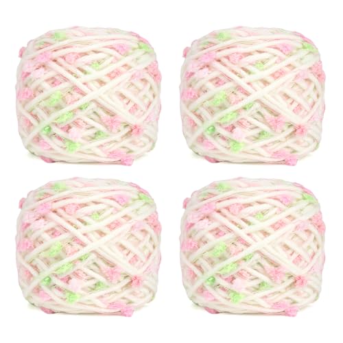 Coopay Häkelgarn, 4 x 50g Wunderschön Wolle zum Häkeln mit Regenbogenpunkte, Weicher Häkeln Wolle zum Stricken, Häkelgarn Baumwolle für Schals, Mützen - Tulpe Punkt von Coopay