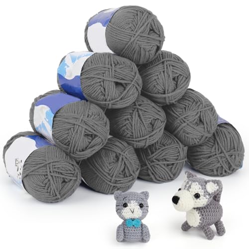 Coopay Häkelgarn 10 x 50g, 5 Faiding Weiche Wolle zum Häkeln, Handstrickgarn für Anfänger und Kinder, Baumwolle Babywolle für Häkel- und Strickprojekt, Baumwolle Crochet Yarn - Dunkelgrau Coopay Häkelgarn 10 x 50g, 5 Faiding Weiche Wolle zum Häkeln, Handstrickgarn für Anfänger und Kinder, Baumwolle Babywolle für Häkel- und Strickprojekt, Baumwolle Crochet Yarn - Dunkelgrau von Coopay