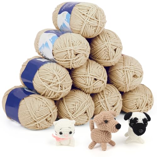 Coopay Häkelgarn 10 x 50g, 5 Faiding Weiche Wolle zum Häkeln, Handstrickgarn für Anfänger und Kinder, Baumwolle Babywolle für Häkel- und Strickprojekt, Baumwolle Crochet Yarn - Khaki Weiß Coopay Häkelgarn 10 x 50g, 5 Faiding Weiche Wolle zum Häkeln, Handstrickgarn für Anfänger und Kinder, Baumwolle Babywolle für Häkel- und Strickprojekt, Baumwolle Crochet Yarn - Khaki Weiß von Coopay