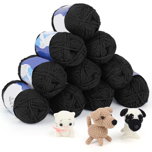 Coopay Häkelgarn 10 x 50g, 5 Faiding Weiche Wolle zum Häkeln, Handstrickgarn für Anfänger und Kinder, Baumwolle Babywolle für Häkel- und Strickprojekt, Baumwolle Crochet Yarn - Schwarz Coopay Häkelgarn 10 x 50g, 5 Faiding Weiche Wolle zum Häkeln, Handstrickgarn für Anfänger und Kinder, Baumwolle Babywolle für Häkel- und Strickprojekt, Baumwolle Crochet Yarn - Schwarz von Coopay