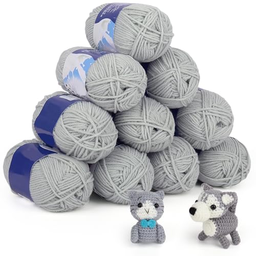 Coopay Häkelgarn 10 x 50g, 5 Faiding Weiche Wolle zum Häkeln, Handstrickgarn für Anfänger und Kinder, Baumwolle Babywolle für Häkel- und Strickprojekt, Baumwolle Crochet Yarn - Silber Grau Coopay Häkelgarn 10 x 50g, 5 Faiding Weiche Wolle zum Häkeln, Handstrickgarn für Anfänger und Kinder, Baumwolle Babywolle für Häkel- und Strickprojekt, Baumwolle Crochet Yarn - Silber Grau von Coopay