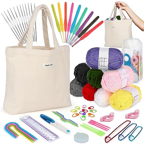 Coopay Häkelnadel Set mit Tragbare Handtasche, 62 Stück Häkelset für Anfänger, Enthalten Wolle, Tasche, Häkelzubehör, Häkelnadeln mit Gummi Griff, Spitze Häkelnadeln,Anfänger Häkel Set mit Häkeltasche von Coopay