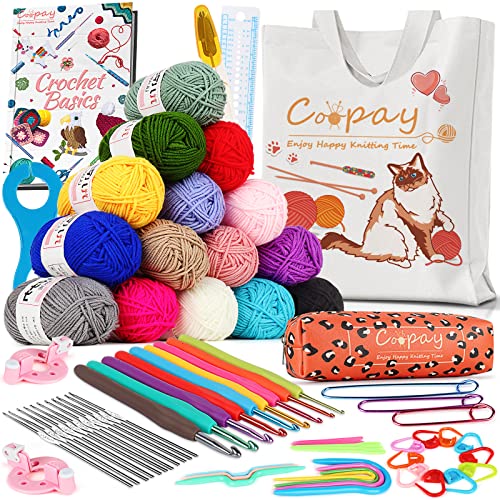 Coopay Häkelset für Anfänger, 71 Stück Häkelnadel Set mit 15 Wolle, Tasche, Häkelzubehör, 0,6-6,0 mm Häkelnadeln, Schön Leinentasche Eine Fülle von Häkelset, Tragbar Häkel Set mit Anleitung Coopay Häkelset für Anfänger, 71 Stück Häkelnadel Set mit 15 Wolle, Tasche, Häkelzubehör, 0,6-6,0 mm Häkelnadeln, Schön Leinentasche Eine Fülle von Häkelset, Tragbar Häkel Set mit Anleitung von Coopay