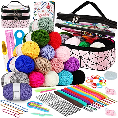 Coopay Häkelset für Anfänger, Häkelnadel Set mit 16 Wolle und Doppel Layer Tasche, Häkeln Set mit Häkelzubehör und Anleitung, 0,6-6,0 mm Häkelnadeln Set Komplette Anfänger Häkelnadelsets Geschenke Coopay Häkelset für Anfänger, Häkelnadel Set mit 16 Wolle und Doppel Layer Tasche, Häkeln Set mit Häkelzubehör und Anleitung, 0,6-6,0 mm Häkelnadeln Set Komplette Anfänger Häkelnadelsets Geschenke von Coopay
