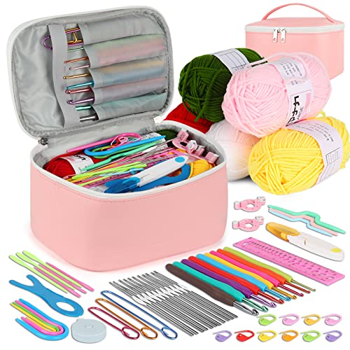 Coopay Häkelset für Anfänger Erwachsene, 58 Stück Häkelnadel Set Inklusive TPR Griff Häkelnadeln, Spitze Häkelnadel, Wolle und Häkelzubehör, Komplettes Häkelnadelset mit Tasche, Rosa Coopay Häkelset für Anfänger Erwachsene, 58 Stück Häkelnadel Set Inklusive TPR Griff Häkelnadeln, Spitze Häkelnadel, Wolle und Häkelzubehör, Komplettes Häkelnadelset mit Tasche, Rosa von Coopay