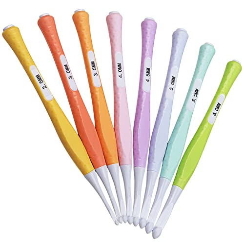 Coopay Leicht Häkelnadel Set, 8 Stück Ergonomische Häkelnadeln mit Rutschfesten Silikon Weichgriffen, 2,5-6 mm Bonbonfarbe ABS Häkelnadeln zum Häkeln, Ideale Schön Häkeln Set für Anfänger, Kinder Coopay Leicht Häkelnadel Set, 8 Stück Ergonomische Häkelnadeln mit Rutschfesten Silikon Weichgriffen, 2,5-6 mm Bonbonfarbe ABS Häkelnadeln zum Häkeln, Ideale Schön Häkeln Set für Anfänger, Kinder von Coopay