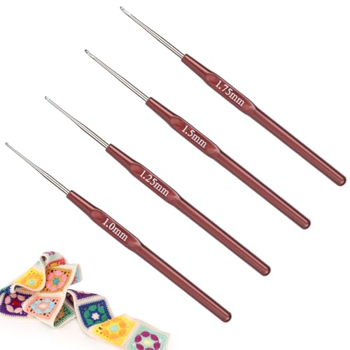 Coopay Häkelnadel Set, 1,0mm, 1,25mm, 1,5mm, 1,75mm Häkelnadeln mit Länger Griff, 4 Stück Lcae Häkelnadeln Set für Anfänger, Mini Häkelnadel Filethäkelnadeln für Spitze, Kleine Größe Häkelnadel Coopay Häkelnadel Set, 1,0mm, 1,25mm, 1,5mm, 1,75mm Häkelnadeln mit Länger Griff, 4 Stück Lcae Häkelnadeln Set für Anfänger, Mini Häkelnadel Filethäkelnadeln für Spitze, Kleine Größe Häkelnadel von Coopay