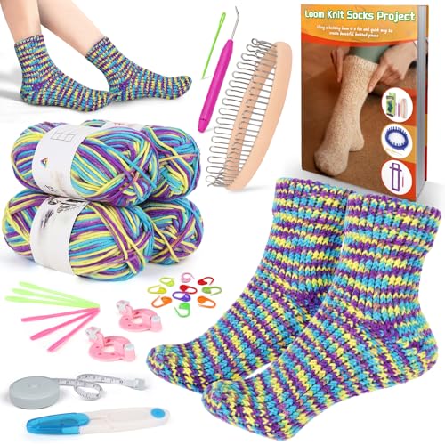 Coopay Sockenwebstuhl-Strickset für Anfänger, Strickwebstuhl-Set mit 4 Garn, leicht verständliche Anleitung, Socken lernen für Erwachsene mit Sockenwebstuhl, fantastische DIY-Geschenke, Strickmütze, Coopay Sockenwebstuhl-Strickset für Anfänger, Strickwebstuhl-Set mit 4 Garn, leicht verständliche Anleitung, Socken lernen für Erwachsene mit Sockenwebstuhl, fantastische DIY-Geschenke, Strickmütze, von Coopay