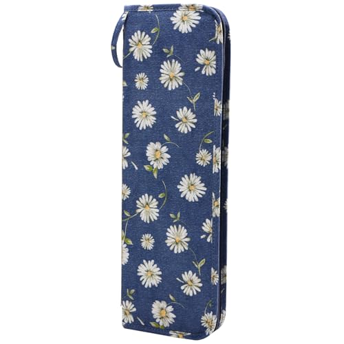 Coopay Stricknadelhalter, weiche Tasche für lange Nadeln, 40 cm, 14 x 43 x 2 cm, Gänseblümchen, gänseblümchen, Modern von Coopay