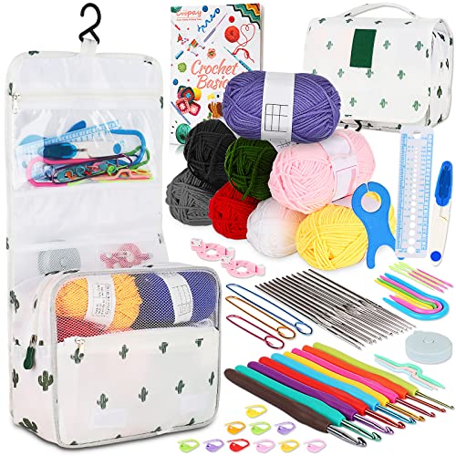 Coopay Verbessertes Häkelset zum Aufhängen, Anfänger, Häkelset mit Etui und 8 Garn zum Häkeln, 63-teiliges Häkelnadel-Set mit Häkelbuch, ergonomischer, weicher Griff und Strick-Häkelzubehör Coopay Verbessertes Häkelset zum Aufhängen, Anfänger, Häkelset mit Etui und 8 Garn zum Häkeln, 63-teiliges Häkelnadel-Set mit Häkelbuch, ergonomischer, weicher Griff und Strick-Häkelzubehör von Coopay