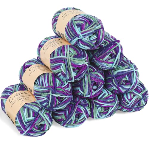 Coopay Wolle zum Häkeln, Farbverlauf Häkelgarn 10x45g, Wolle zum Stricken, Weiche Bunt Milchfaser Baumwolle zum Häkeln, 5-Fädig, Schöne Häkelwolle für Schal, Socken, Babykleidung - Lila Blau Grün Coopay Wolle zum Häkeln, Farbverlauf Häkelgarn 10x45g, Wolle zum Stricken, Weiche Bunt Milchfaser Baumwolle zum Häkeln, 5-Fädig, Schöne Häkelwolle für Schal, Socken, Babykleidung - Lila Blau Grün von Coopay