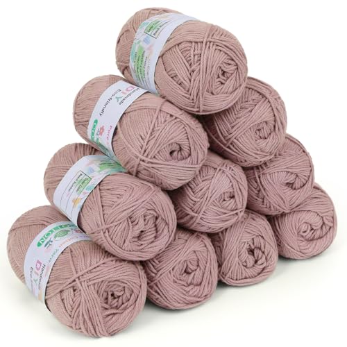 Coopay Wolle zum Häkeln, 100% Baumwolle zum Stricken, 10 x 50g Weiches Häkelgarn Baumwolle zum Häkeln, Babywolle Baumwollgarn für Pullover, Socken, Babydecke - Reismehl von Coopay