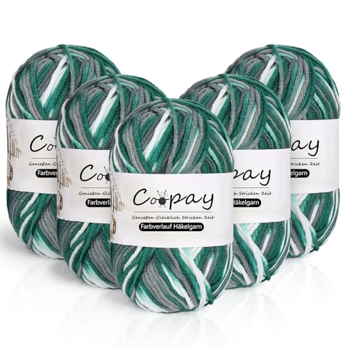 Coopay Wolle zum Häkeln, 5 x 50g Farbverlauf Häkelgarn, 5-Fädig Wolle zum Stricken, Weicher Dicke Wolle zum Häkeln, Bunt Garn zum Stricken Häkeln, Schönes Acrylgarn für Anfänger, Dunkelgrünes Coopay Wolle zum Häkeln, 5 x 50g Farbverlauf Häkelgarn, 5-Fädig Wolle zum Stricken, Weicher Dicke Wolle zum Häkeln, Bunt Garn zum Stricken Häkeln, Schönes Acrylgarn für Anfänger, Dunkelgrünes von Coopay