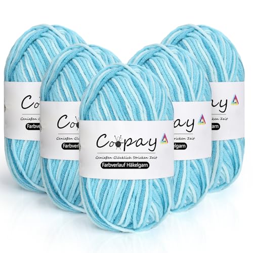 Coopay Wolle zum Häkeln, 5 x 50g Farbverlauf Häkelgarn, 5-Fädig Wolle zum Stricken, Weicher Dicke Wolle zum Häkeln, Bunt Garn zum Stricken Häkeln, Schönes Acrylgarn für Anfänger, Lake Blue Coopay Wolle zum Häkeln, 5 x 50g Farbverlauf Häkelgarn, 5-Fädig Wolle zum Stricken, Weicher Dicke Wolle zum Häkeln, Bunt Garn zum Stricken Häkeln, Schönes Acrylgarn für Anfänger, Lake Blue von Coopay