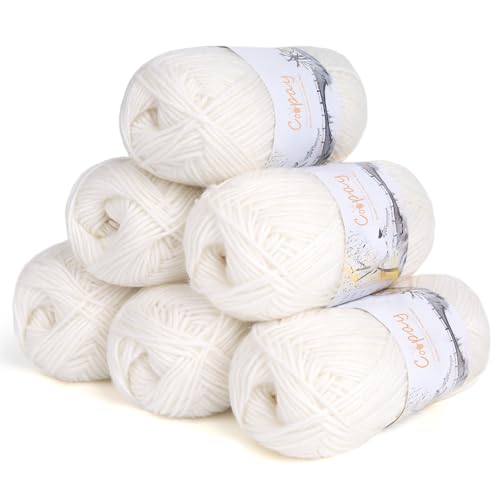 Coopay Wolle zum Häkeln, 6 x 50g Weiches Wolle zum Stricken, Flauschige Baumwolle Set Häkelgarn, Warm Babywolle aus 78% Baumwolle 22% Acryl, Premium Häkelgarn für Decken, Puppen - Elfenbeinweiß Coopay Wolle zum Häkeln, 6 x 50g Weiches Wolle zum Stricken, Flauschige Baumwolle Set Häkelgarn, Warm Babywolle aus 78% Baumwolle 22% Acryl, Premium Häkelgarn für Decken, Puppen - Elfenbeinweiß von Coopay