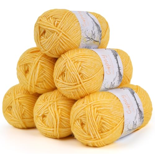 Coopay Wolle zum Häkeln, 6 x 50g Weiches Wolle zum Stricken, Flauschige Baumwolle Set Häkelgarn, Warm Babywolle aus 78% Baumwolle 22% Acryl, Premium Häkelgarn für Decken, Puppen - Gardeniengelb Coopay Wolle zum Häkeln, 6 x 50g Weiches Wolle zum Stricken, Flauschige Baumwolle Set Häkelgarn, Warm Babywolle aus 78% Baumwolle 22% Acryl, Premium Häkelgarn für Decken, Puppen - Gardeniengelb von Coopay