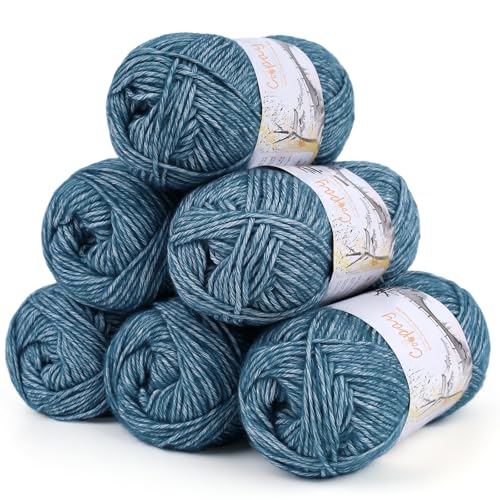 Coopay Wolle zum Häkeln, 6 x 50g Weiches Wolle zum Stricken, Flauschige Baumwolle Set Häkelgarn, Warm Babywolle aus 78% Baumwolle 22% Acryl, Premium Häkelgarn für Decken, Tasche, Puppen - Jeansblau Coopay Wolle zum Häkeln, 6 x 50g Weiches Wolle zum Stricken, Flauschige Baumwolle Set Häkelgarn, Warm Babywolle aus 78% Baumwolle 22% Acryl, Premium Häkelgarn für Decken, Tasche, Puppen - Jeansblau von Coopay