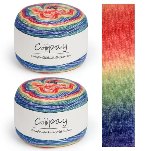 Coopay Wolle zum Häkeln Farbverlauf, 2 x 150g Farbverlaufsgarn zum Stricken, Weiches Wolle zum Stricken, Bunt Häkelgarn Farbverlaufs für Schals, Pullover, Tücher - Sternenhimmel Coopay Wolle zum Häkeln Farbverlauf, 2 x 150g Farbverlaufsgarn zum Stricken, Weiches Wolle zum Stricken, Bunt Häkelgarn Farbverlaufs für Schals, Pullover, Tücher - Sternenhimmel von Coopay