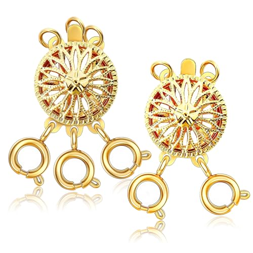2 Stück Kettenteiler-Verschlüsse, 14 Karat Gold und Silber, verhedderungsfrei, Sicherheitsverriegelungsverschluss, Kettenverlängerung (2 Stück Gold) (2 + 3 Gold- 2 Stück) von Coosttoom