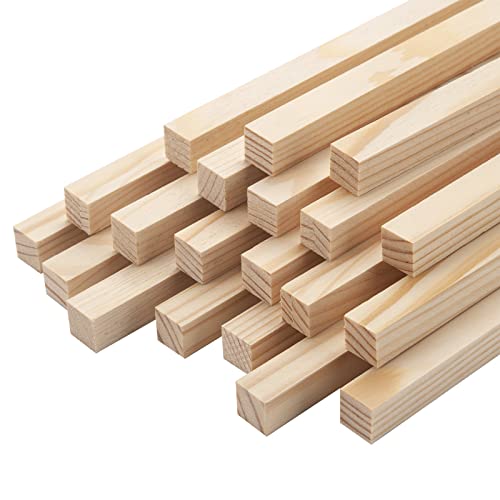 20 Stück Holzstäbe Quadratisch Holzstäbchen zum Basteln,1.25x1.25cm-30cm Lang Holzblock, Holzleisten zum Basteln,Holzleisten Quadratisch,Holzstäbchen für Heimwerker Schnitzen Basteln von Coowayze