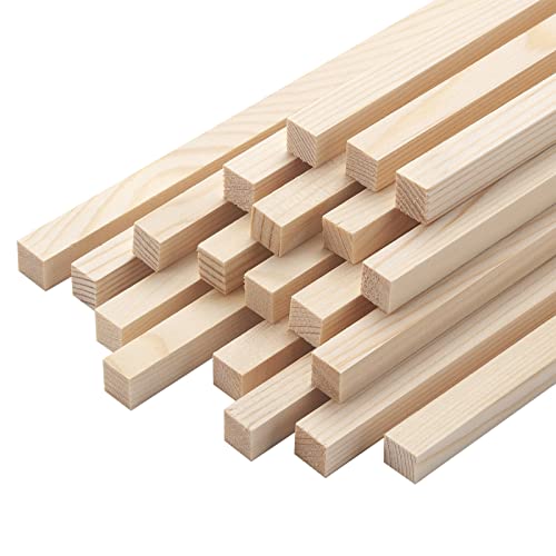 20 Stück Holzstäbe Quadratisch Holzstäbchen zum Basteln,0.95x0.95cm-30cm Lang Holzblock, Holzleisten zum Basteln,Holzleisten Quadratisch,Holzstäbchen für Heimwerker Schnitzen Basteln von Coowayze