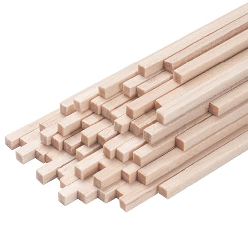Balsaholzstäbe, Balsaholzstreifen, quadratische Holzdübel zum Basteln, 0,9 x 30,5 cm, 50 Stück, unlackierte Holzstäbe zum Basteln, Miniatur-Architekturmodellbaubedarf, DIY-Projekte von Coowayze
