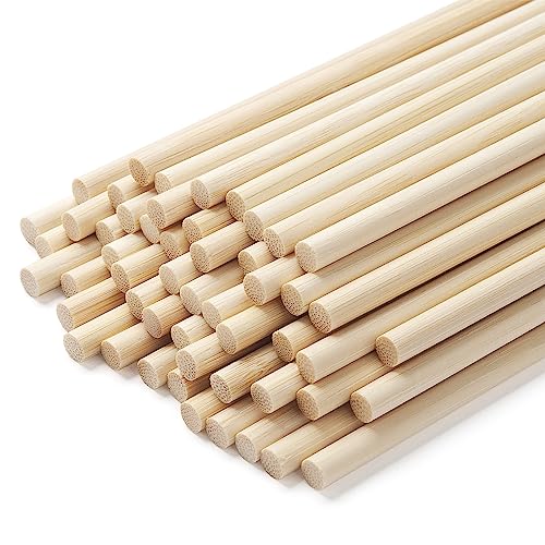 Holzdübel, Holzdübel, 0,6 x 30,5 cm Holzstäbe zum Basteln, Bambus Rundholz Natur, Holzstäbchen zum Basteln, Holzstab Bastelholz für Makramee Stöcke, Unfertige Hartholz Stäbchen für Handwer von Coowayze