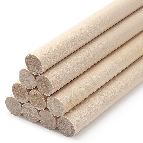 Holzdübel Holzdübel zum Basteln, 10 Stück 1,6 x 30 cm runde Makramee-Holzstäbe zum Basteln, unlackierte Hartholzstäbe für Kunst und Heimwerker, gestufte Kuchenunterstützung und Hochzeitsbandstäbe von Coowayze