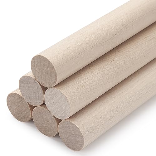 Holzdübelstangen Holzdübel zum Basteln, 6 Stück, 1 x 12 runde Holzstäbe zum Basteln, dicke Makramee-Dübel, unlackierte Hartholzstäbe zum Basteln, Kunst und Heimwerker, Schränke und Hochzeit von Coowayze