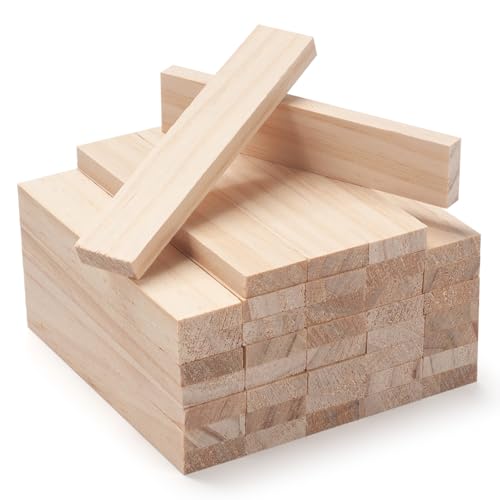 Holzleisten Holzstäbchen zum Basteln 20 x 7 x 100 mm, 40 Stück Holzklötzchen Holzlatten Holzstäb Bastelholz, Natur Unfertige Kantholz Holzstab Holzstange Hartholz Dübel für Modellbau von Coowayze