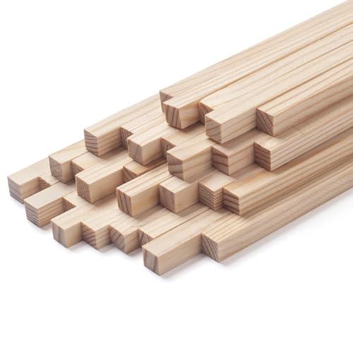 Quadratische Holzdübel, Holzdübelstäbe, 1,6 x 30,5 cm, 30 Stück, quadratische Holzstäbe zum Basteln, unlackierte Hartholzstäbe, Holzstreifen, Lamellen zum Basteln, Holzbearbeitung, Modellbau Quadratische Holzdübel, Holzdübelstäbe, 1,6 x 30,5 cm, 30 Stück, quadratische Holzstäbe zum Basteln, unlackierte Hartholzstäbe, Holzstreifen, Lamellen zum Basteln, Holzbearbeitung, Modellbau von Coowayze