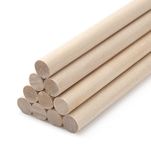 Holzstäbe zum Basteln, Holzstäbchen zum Basteln, Ø 12,5mm Länge 30 cm, 10 Stück Rundholz natur, Bastelholz für Makramee Stöcke, Unfertige Hartholz Stäbchen für Handwerk, Tiered uchen Unterstützung von Coowayze
