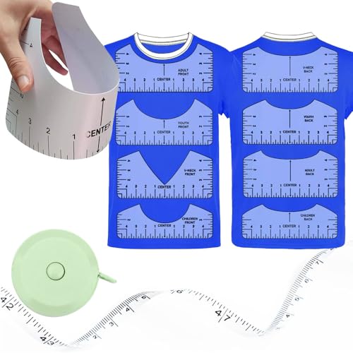 Cop Rose DTF Wärmetransfer-T-Shirt-Lineal für Vinyl-Ausrichtung, transparentes PVC-T-Shirt-Messwerkzeug für Wärmepresse aus HTV-Vinyl, All-in-One-T-Shirt-Lineal zur Mitte, Design und Bastelset von Cop Rose