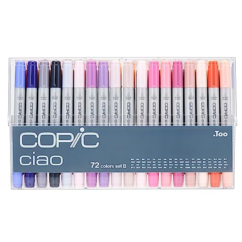 COPIC Ciao Marker Set B mit 72 Farben, Allround Layoutmarker, im praktischen Acryl-Display zur Aufbewahrung und einfachen Entnahme von Copic