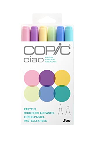 COPIC Ciao Marker Set "Pastels" mit 6 Farben, Allround Layoutmarker, im praktischen Acryl-Display zur Aufbewahrung und einfachen Entnahme von Copic