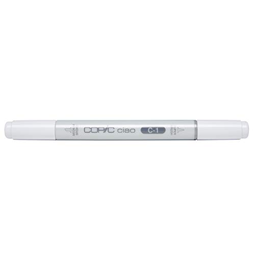 COPIC Ciao Marker Typ C - 1, cool gray No. 1, vielseitiger Layoutmarker, mit einer mittelbreiten und einer Brush-Spitze von Copic