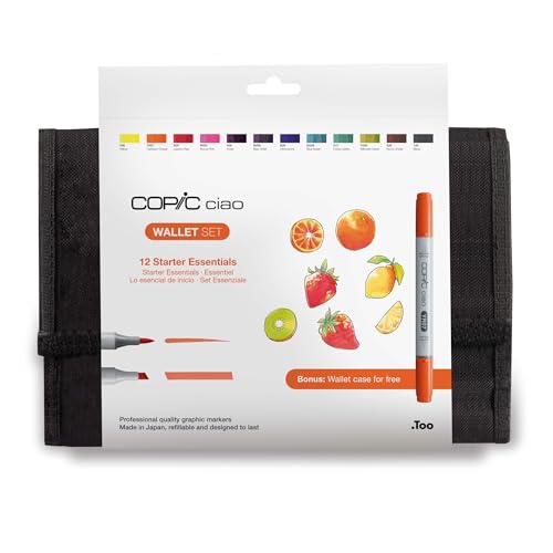 COPIC Ciao "Starter-Set", 12er Set im Wallet, Twin Marker mit einer mittelbreiten und einer Brush-Spitze COPIC Ciao "Starter-Set", 12er Set im Wallet, Twin Marker mit einer mittelbreiten und einer Brush-Spitze von Copic