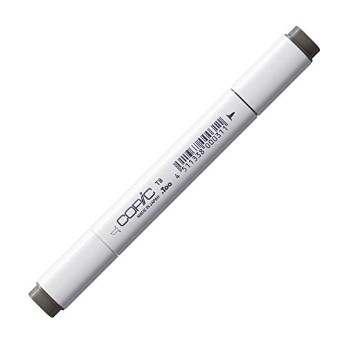COPIC Classic Marker Typ T - 8, toner gray No. 8, professioneller Layoutmarker, mit einer breiten und einer feinen Spitze von Copic