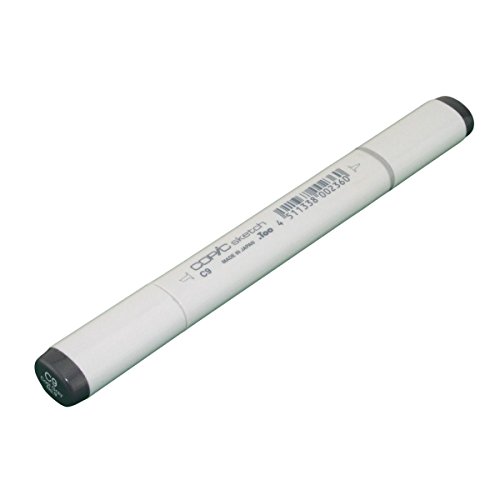 COPIC Sketch Marker Typ C - 9, cool gray No. 9, professioneller Pinselmarker, alkoholbasiert, mit einer Super-Brush-Spitze und einer Medium-Broad-Spitze von Copic