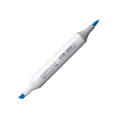COPIC Sketch Marker Typ FBG - 2, Fluorescent Dull Blue Green, professioneller Pinselmarker, mit einer Super-Brush-Spitze und einer Medium-Broad-Spitze von Copic