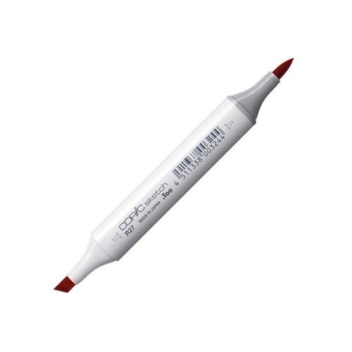 COPIC Sketch Marker Typ R - 27, Cadmium Red, professioneller Pinselmarker, mit einer Super-Brush-Spitze und einer Medium-Broad-Spitze von Copic