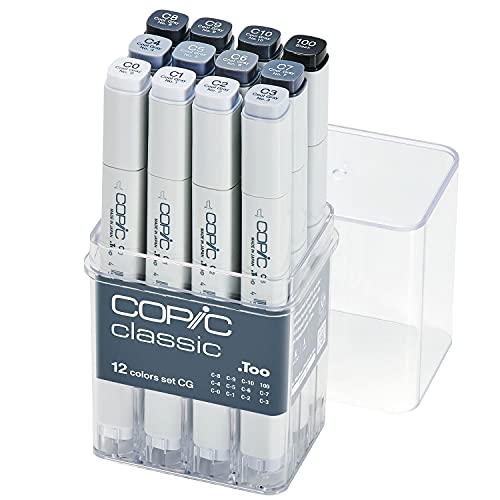 COPIC Classic Set "CG", 12er Set im Acryl-Display, Twin Marker mit einer mittelbreiten und einer feinen Spitze COPIC Classic Set "CG", 12er Set im Acryl-Display, Twin Marker mit einer mittelbreiten und einer feinen Spitze von Copic