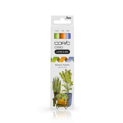 Copic Ciao LAYER & MIX Botanic Palette, Marker Set mit 3 verschiedenen Farben, Layoutmarker mit jeweils einer mittelbreiten und einer Brush-Spitze von Copic
