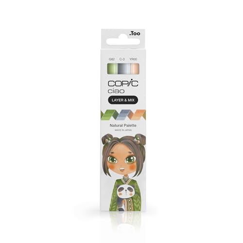 Copic Ciao LAYER & MIX Natural Palette, Marker Set mit 3 verschiedenen Farben, Layoutmarker mit jeweils einer mittelbreiten und einer Brush-Spitze von Copic